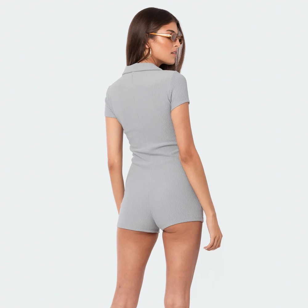 Edikted Grey Ribbed Romper - Picture 4 of 4